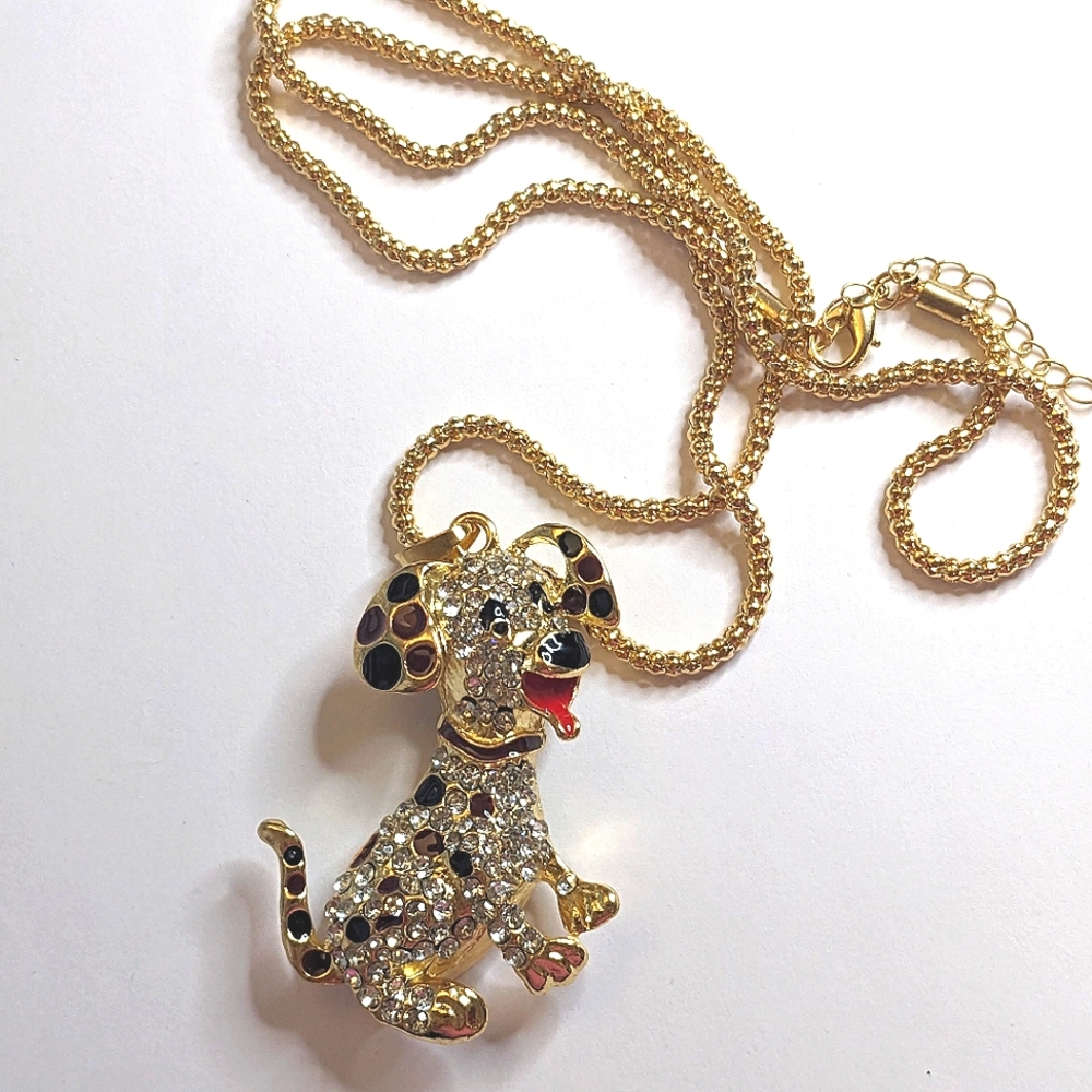 Sparkling Puppy Pendant Necklace‎